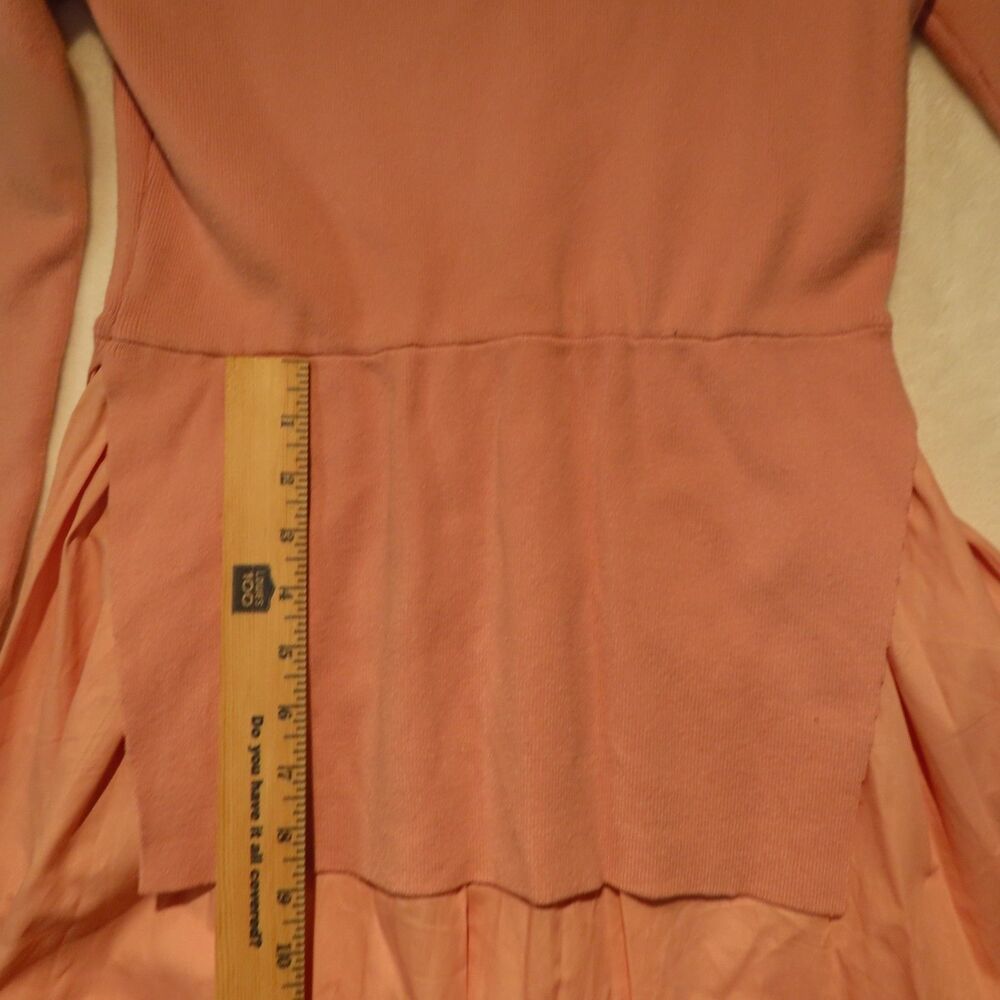 English Factory Womens Peach Pink Knit Layered Poplin Ruffle Sleeve Dress - Picture 5 of 9